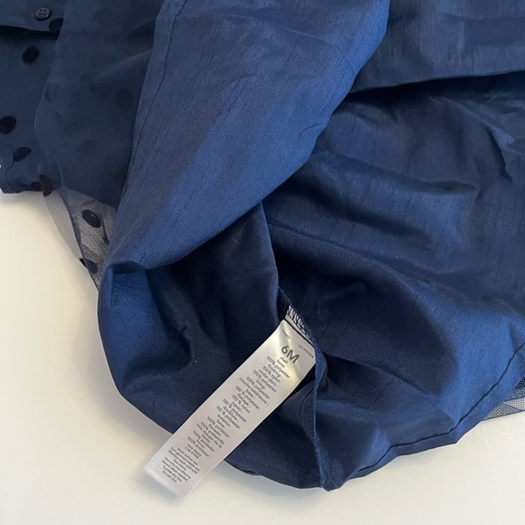 Carter's Elegant Navy Formal Dress w/Velvet Polka Dots & Bow Baby Girl 6 Months - Picture 2 of 6